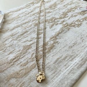 NWOT Kardashian Kollection goldtone long chain with metal cluster pendant